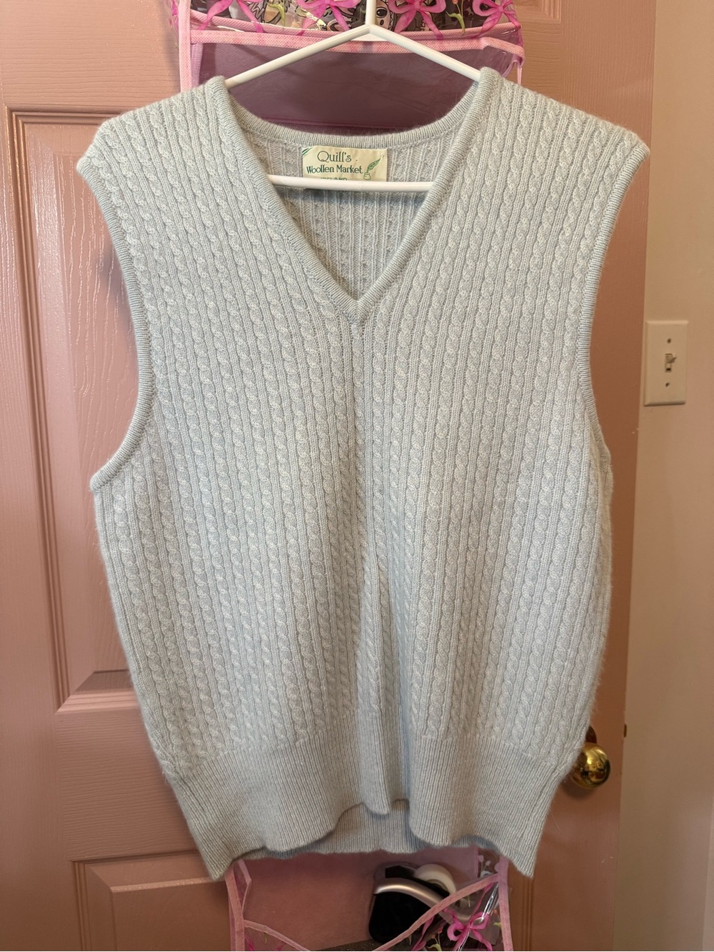 Quill’s Light Blue Merino/Angora V-Neck Sweater Vest